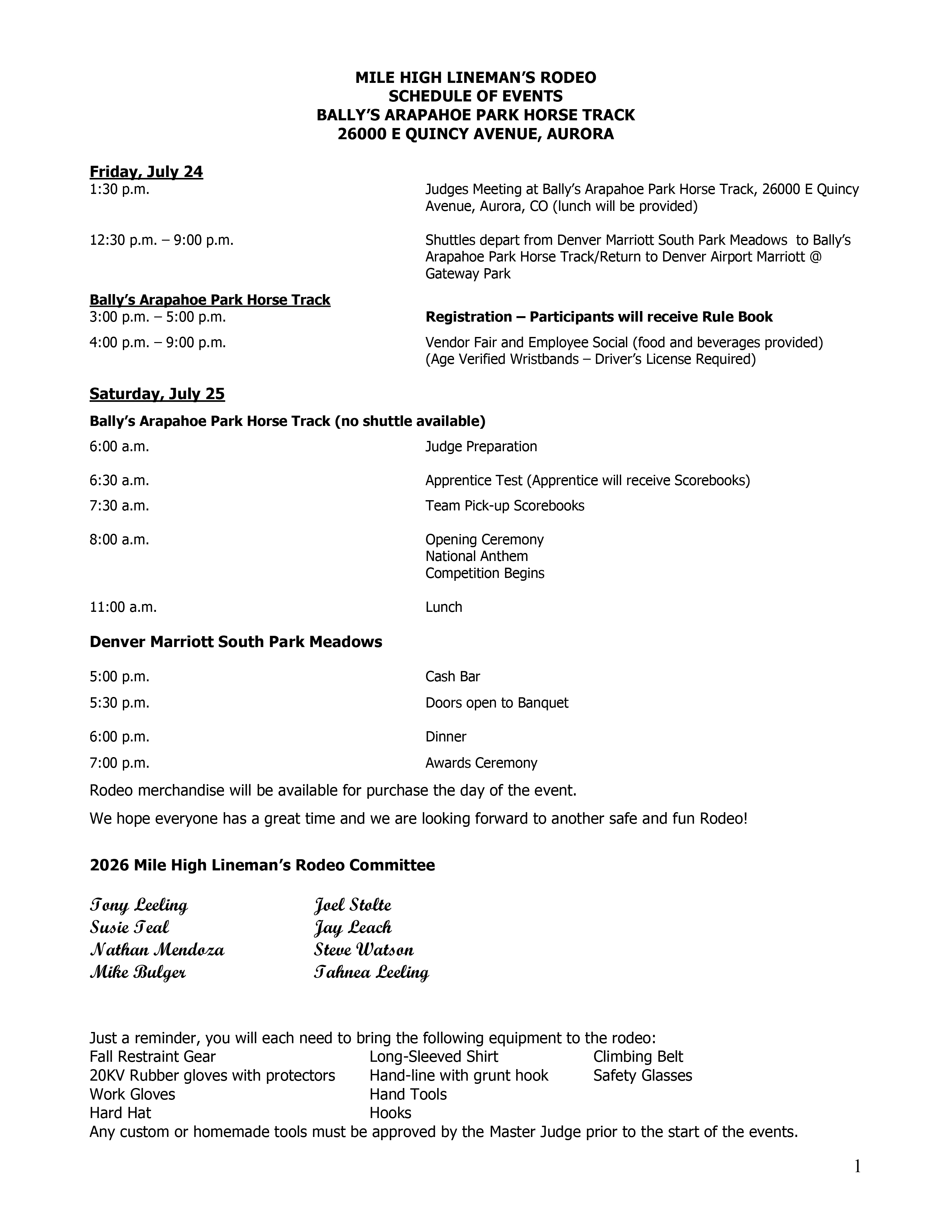2026 Schedule
